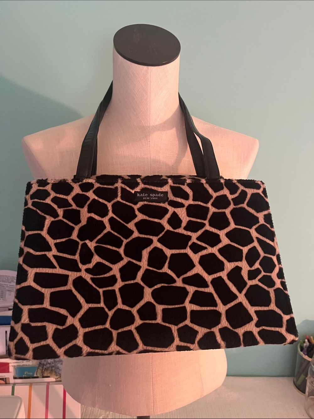 kate spade Black and Beige Giraffe Pattern Tote